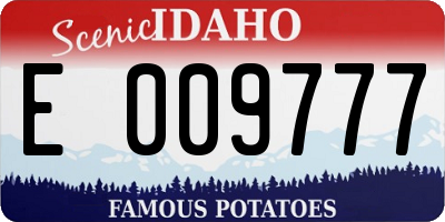 ID license plate E009777