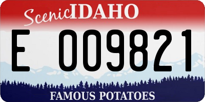 ID license plate E009821