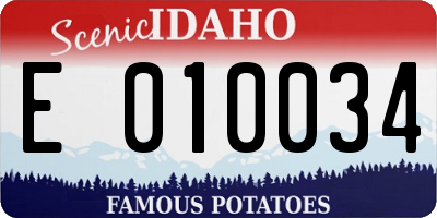 ID license plate E010034