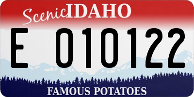 ID license plate E010122