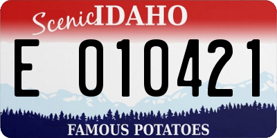 ID license plate E010421