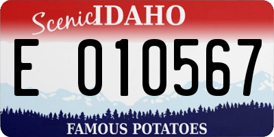 ID license plate E010567