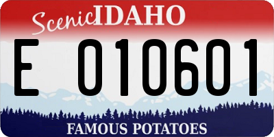 ID license plate E010601