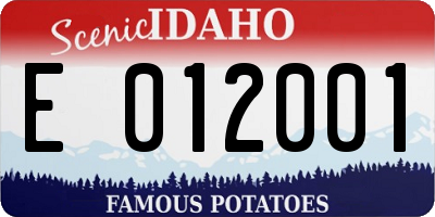 ID license plate E012001