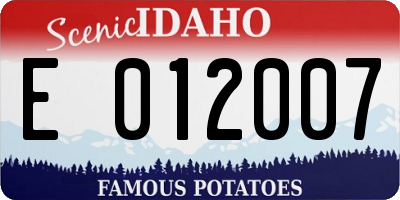 ID license plate E012007