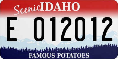 ID license plate E012012