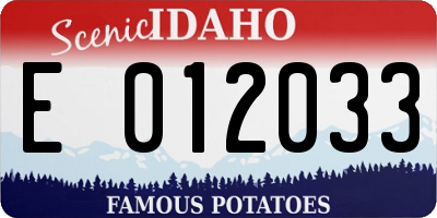 ID license plate E012033