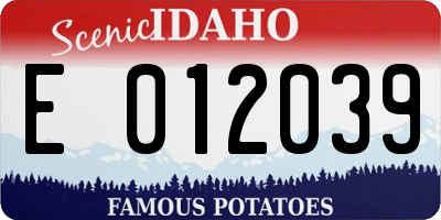 ID license plate E012039