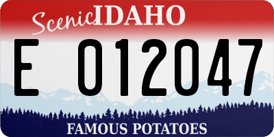 ID license plate E012047