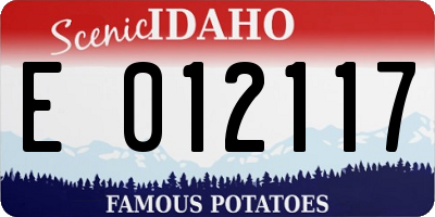 ID license plate E012117