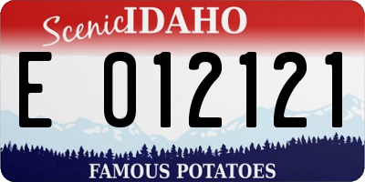 ID license plate E012121