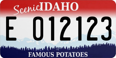 ID license plate E012123