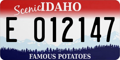 ID license plate E012147