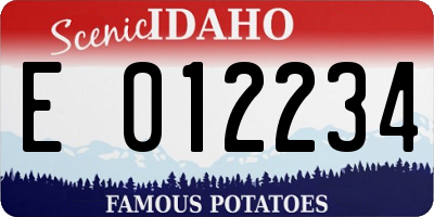 ID license plate E012234