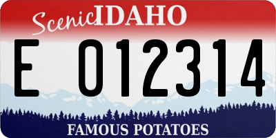 ID license plate E012314