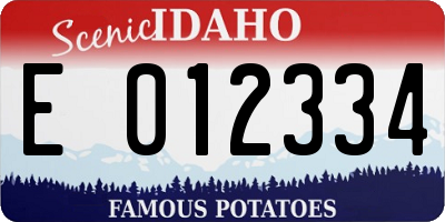 ID license plate E012334