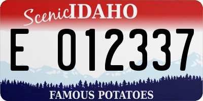 ID license plate E012337