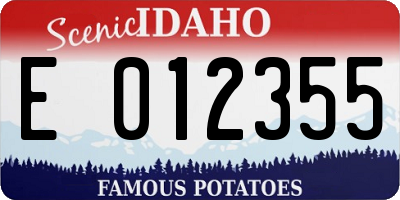 ID license plate E012355