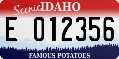 ID license plate E012356