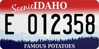 ID license plate E012358