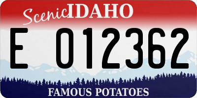 ID license plate E012362