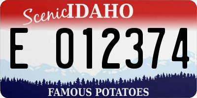 ID license plate E012374