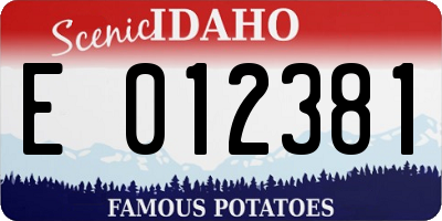 ID license plate E012381