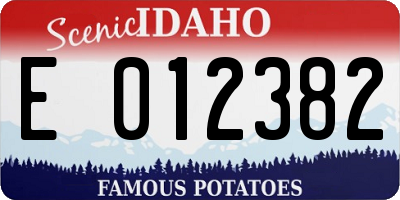 ID license plate E012382