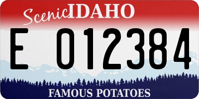 ID license plate E012384