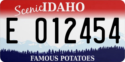 ID license plate E012454