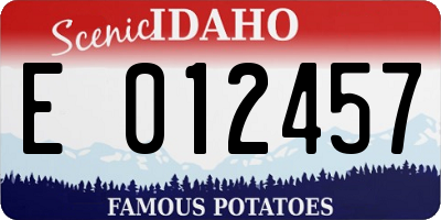 ID license plate E012457