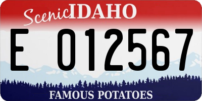 ID license plate E012567