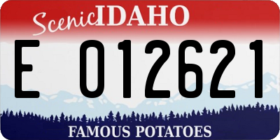 ID license plate E012621