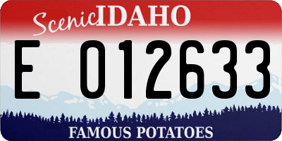 ID license plate E012633