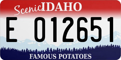 ID license plate E012651