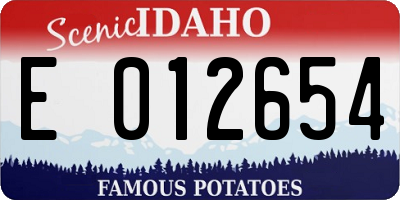 ID license plate E012654