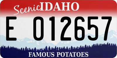 ID license plate E012657