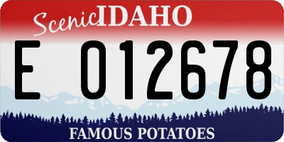 ID license plate E012678