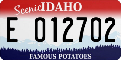 ID license plate E012702