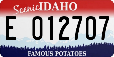 ID license plate E012707