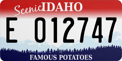 ID license plate E012747