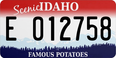 ID license plate E012758