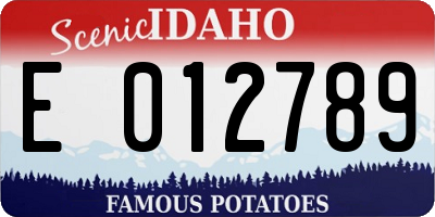 ID license plate E012789