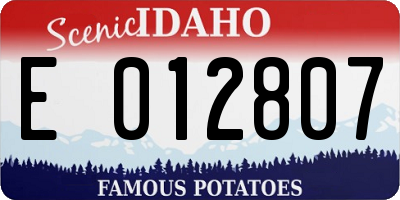 ID license plate E012807