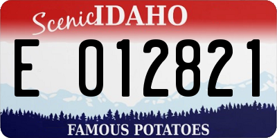 ID license plate E012821