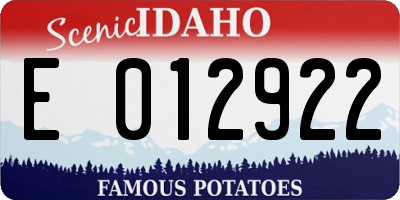 ID license plate E012922