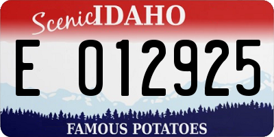 ID license plate E012925