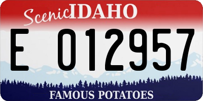 ID license plate E012957