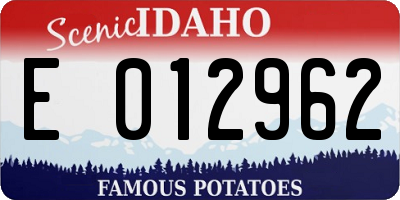 ID license plate E012962