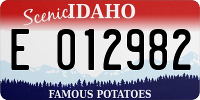 ID license plate E012982